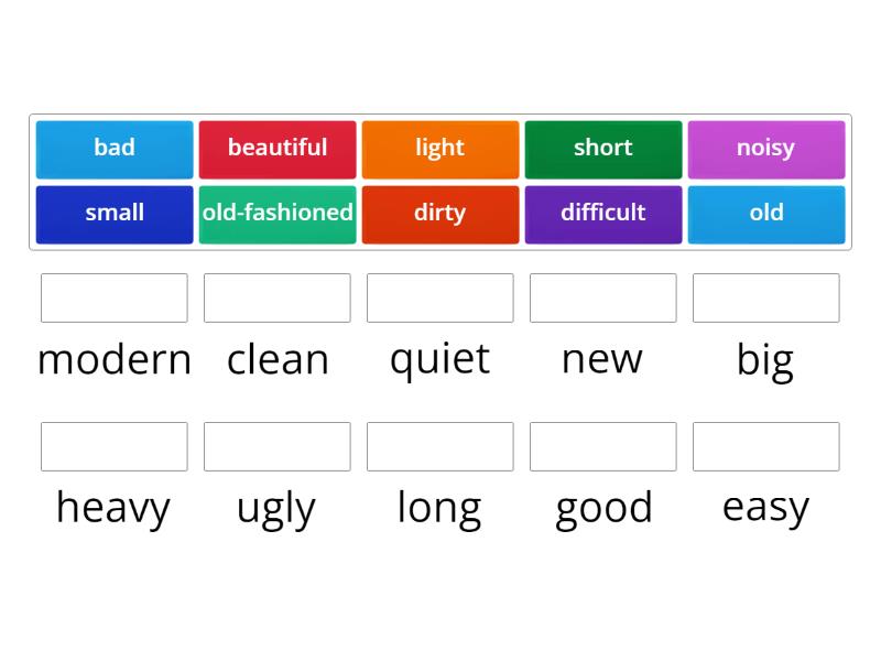 Navigate A2 unit 4 opposite adjectives - Une las parejas