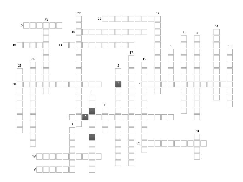 test semestralny junior 3 unit 3 - Crossword