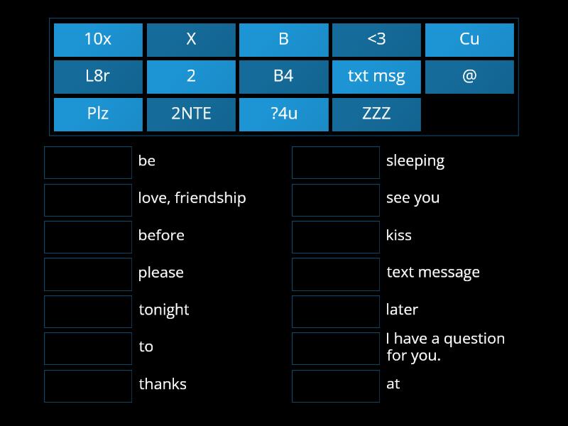 txt slang - Match up