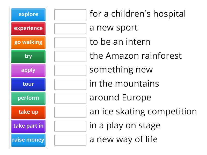 Match the parts of the phrases - Match up