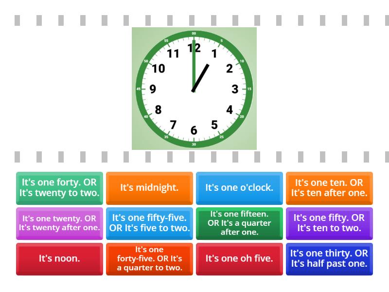 TNF, Unit 5, lesson 1, clocks. - Find the match