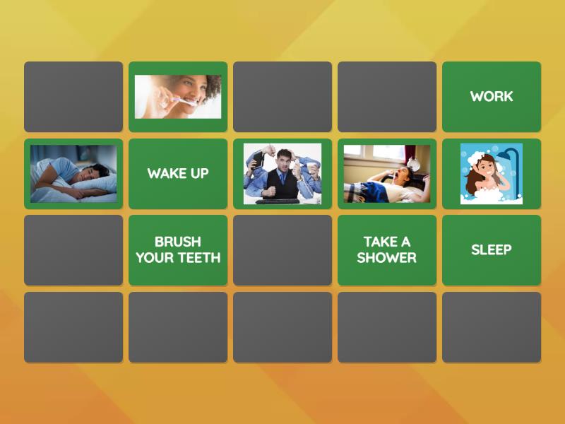 DAILY ROUTINE VERBS - Matching pairs