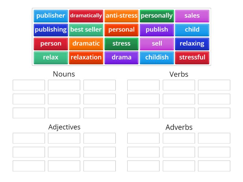 Outcomes, Pre-Int., Word families - Group sort
