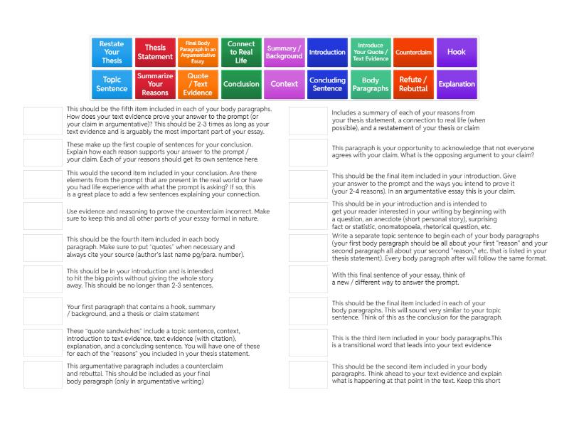 Essay Sort - Match up