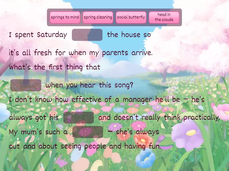 Spring idioms practice - Missing word