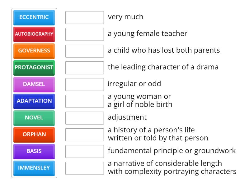 JANE EYREVOCABULARY Match up