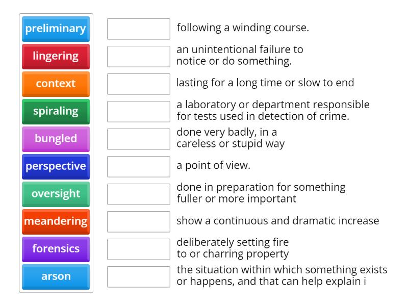 Catching Teller Crow Vocab - Match up