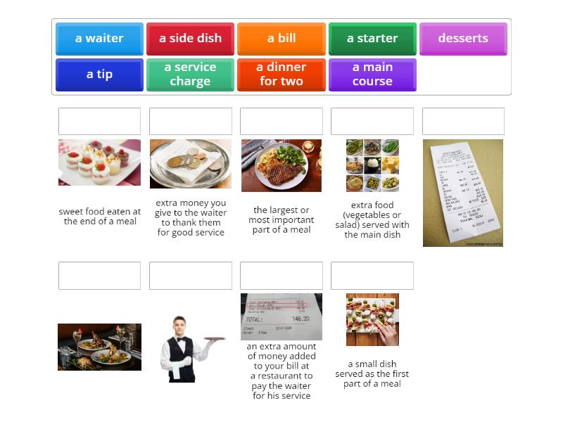 Speakout Elementary 2C restaurant words - Match up