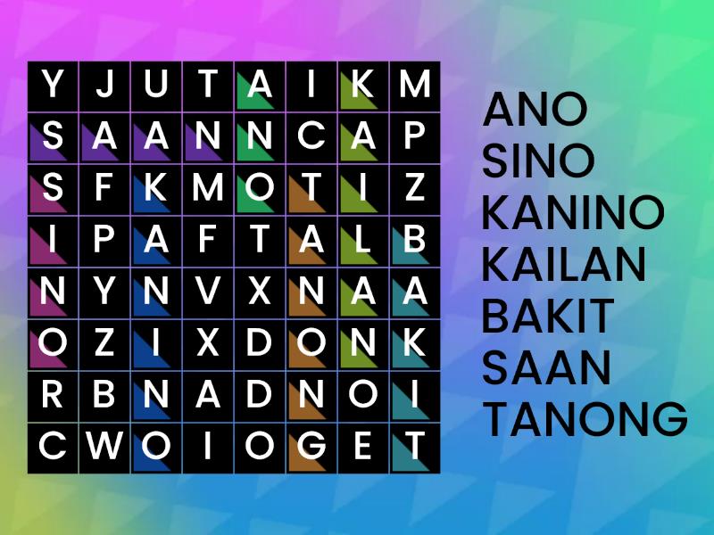 Mga Salitang Ginagamit Sa Pagtatanong Wordsearch 9299