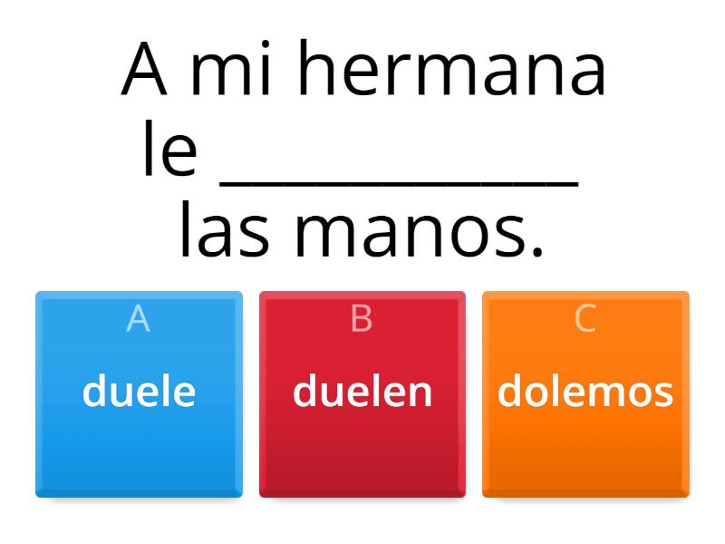 Tren ¿Cuál es la opción correcta? Verbos gustar, doler, comer... - Quiz