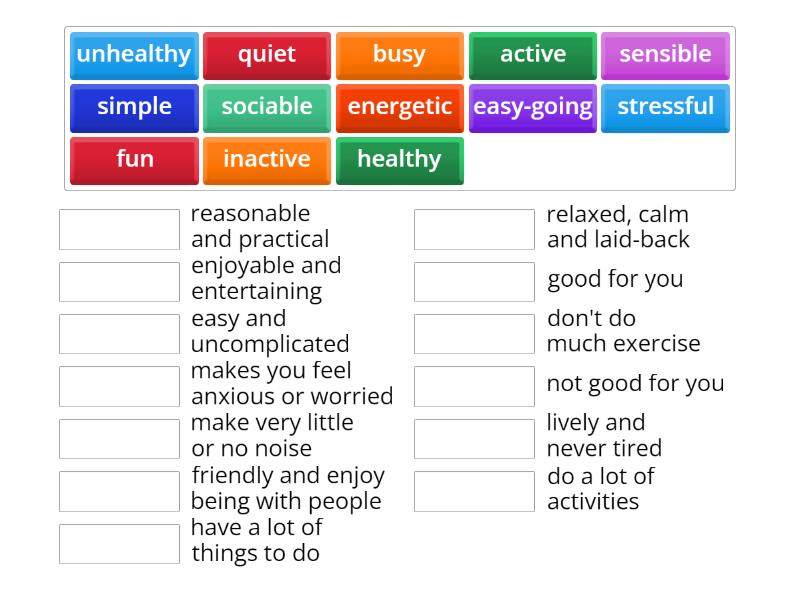 Roadmap B1 unit 4A adjectives - Match up