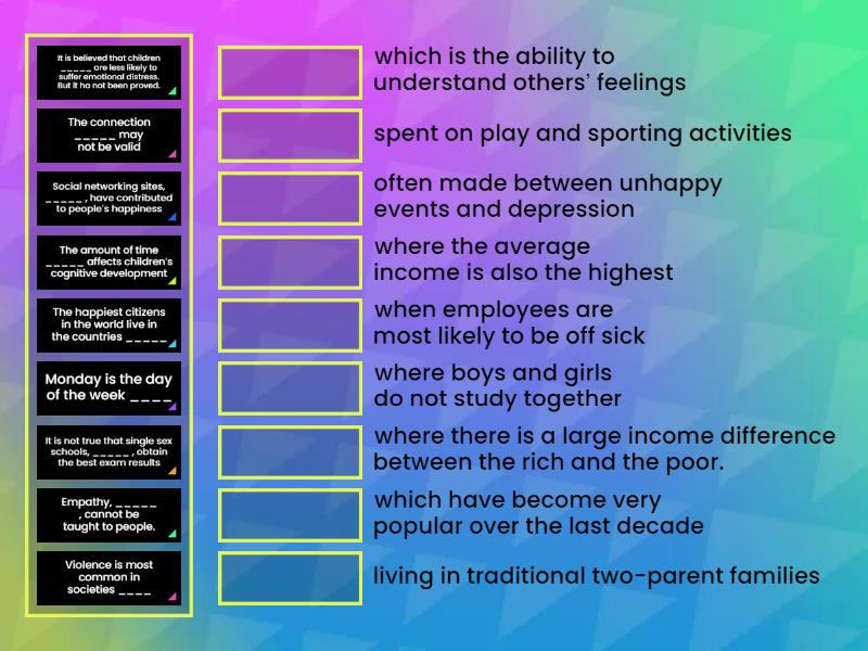 Matching RELATIVE CLAUSES - Match up