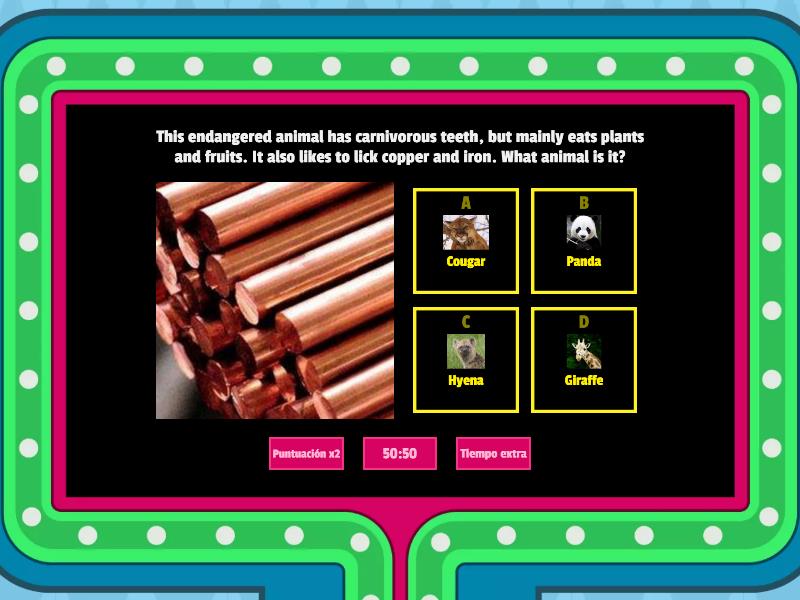 Endangered animals quiz gameshow quiz