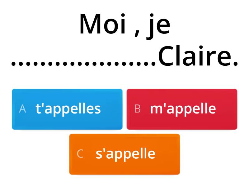 Verbe s'appeler au singulier - Quiz