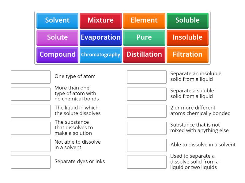 Separating Mixtures - Match up