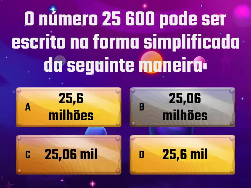 Escrita simplificada de números naturais - Questionário
