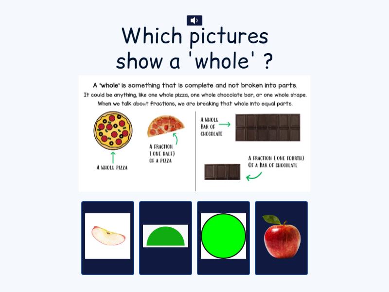 Fractions in wholes easier quiz