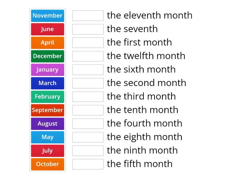 Months and ordinal numbers - Match up