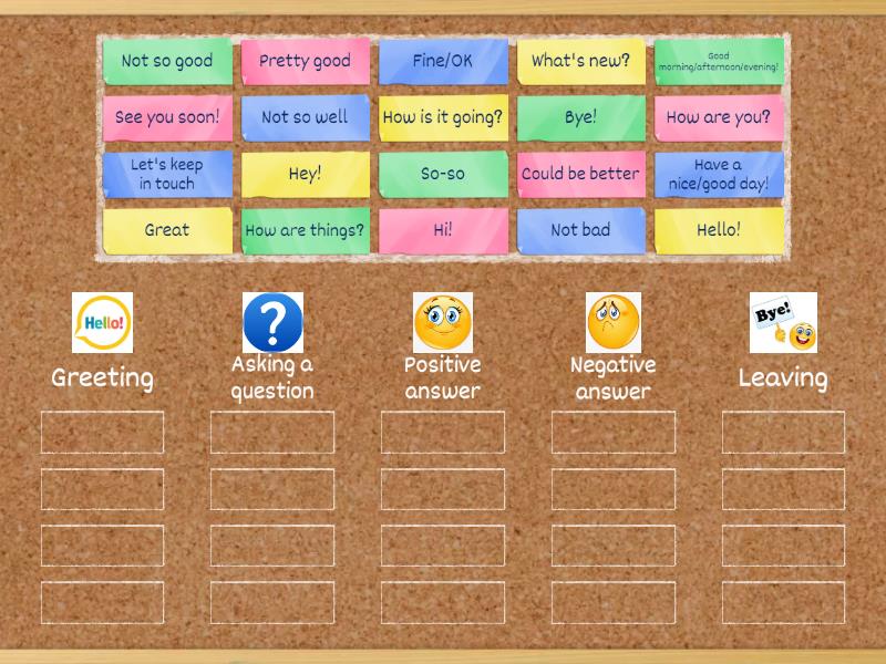 Greeting expressions - Group sort