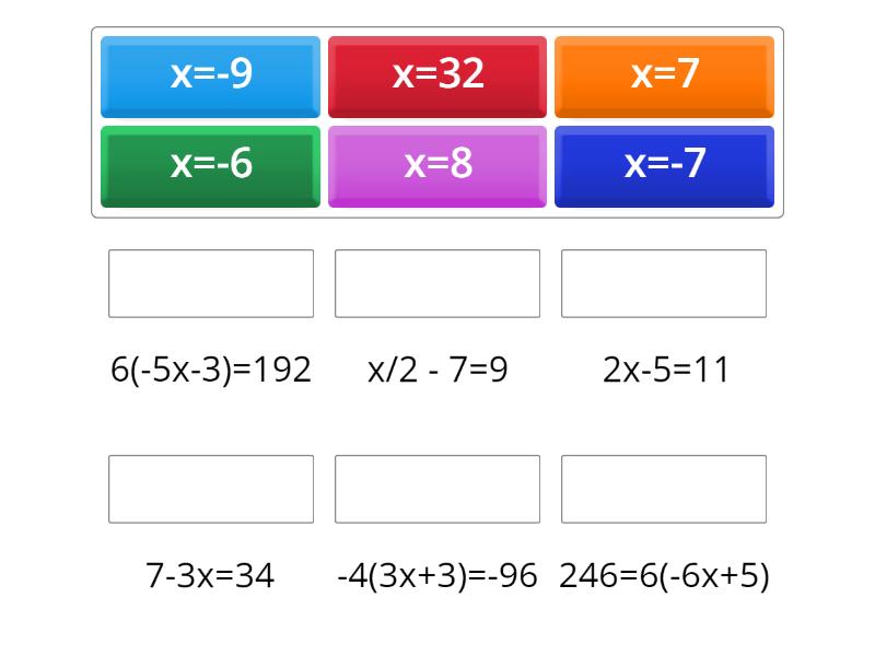 Solving Equations - Match up