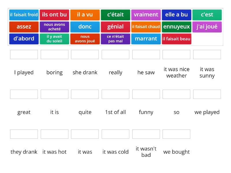 Y8 French Test 4 - Match up