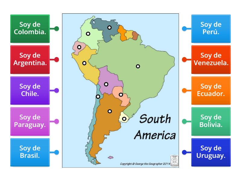 (6) South American Countries - Labelled diagram