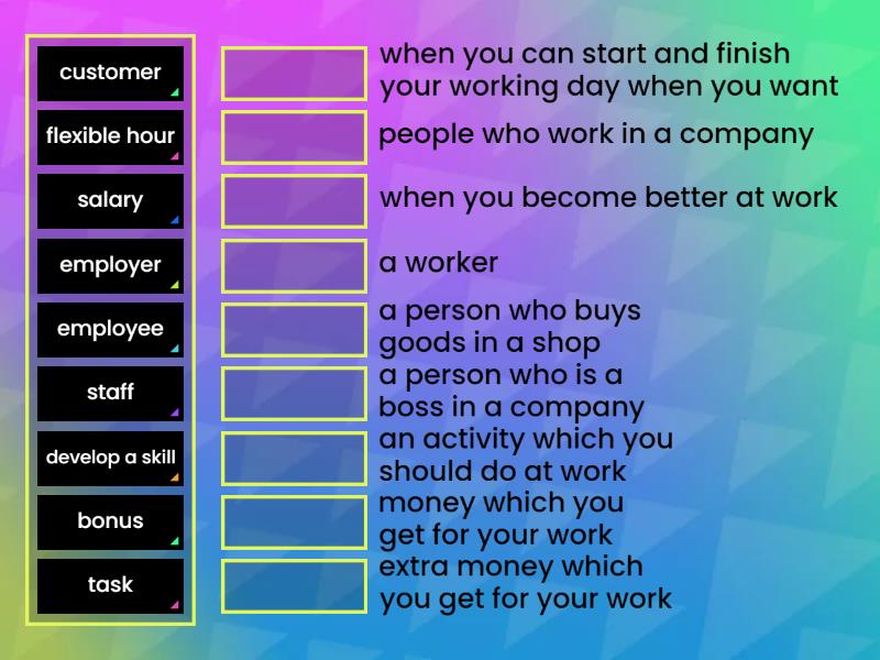 PI. Work .Definitions - Match up