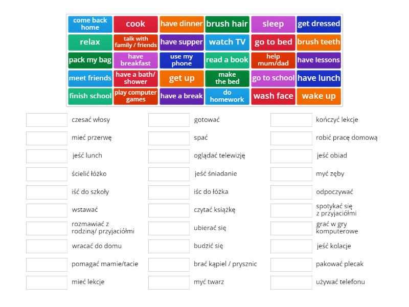 GOLD EXP A1 - unit 2 - routines - Match up