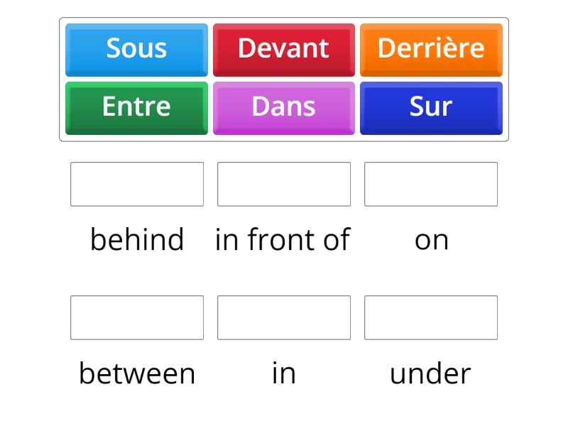 Prepositions - Y8 French - Match up