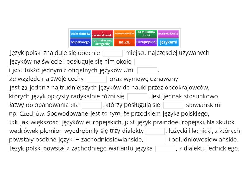 Diagnoza Jezyk Polski Klasa 7 jezyk polski - Complete the sentence