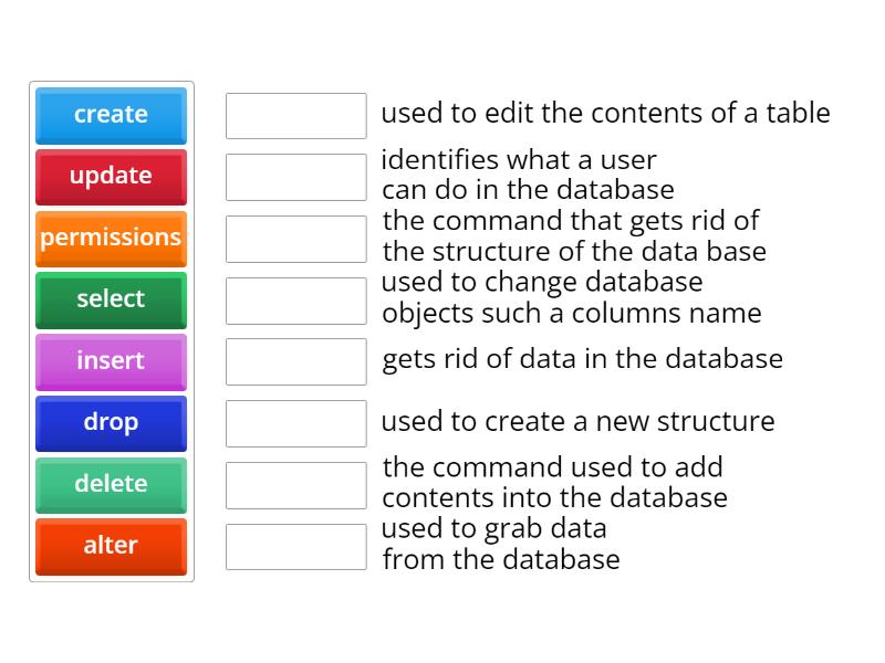 database sql commands - Match up