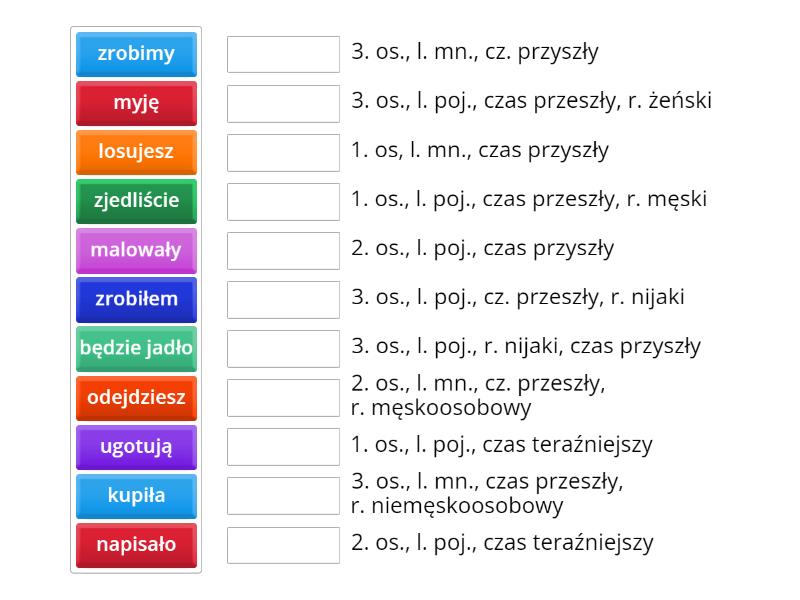 Sprawdzian Angielski 3 Forma Czasownika Unit 3 Forma gramatyczna czasownika - Match up