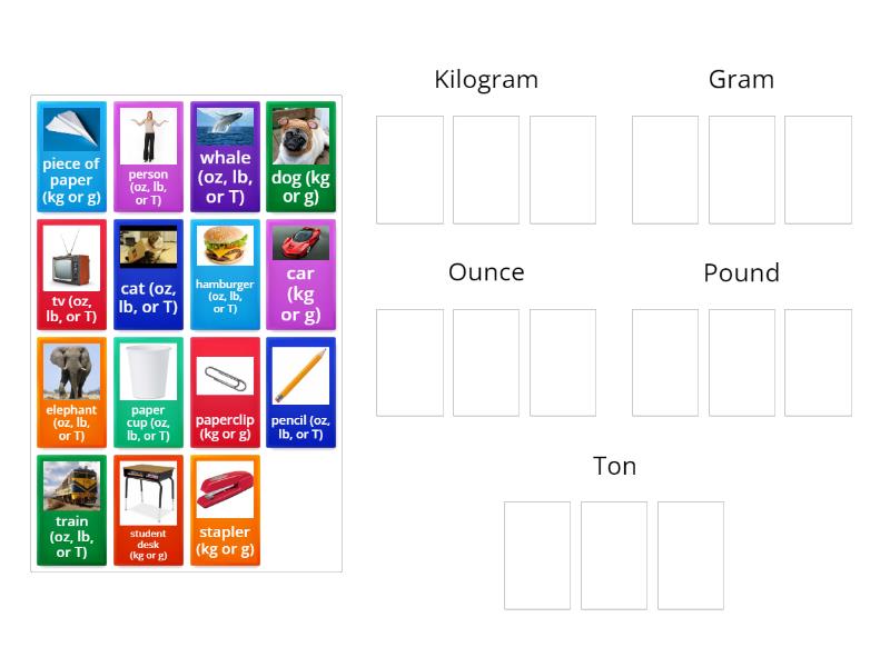 Units of Weight/Mass - Group sort