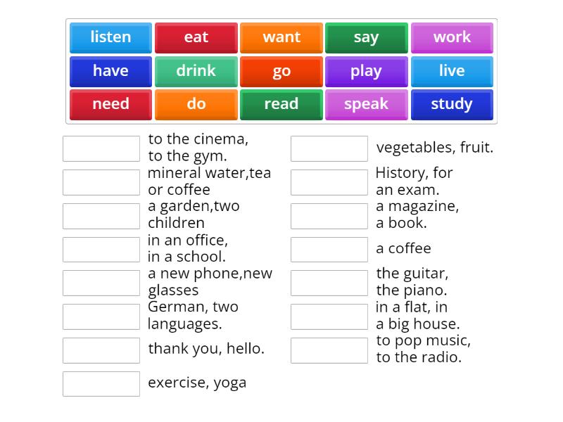 Verb phrases 3A - Match up