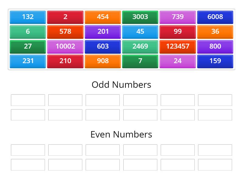 Odd and Even Numbers 5 digits - Group sort