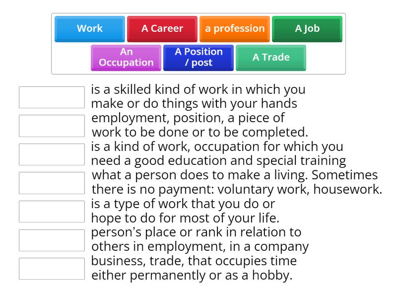 Work/ profession/ job - Match up