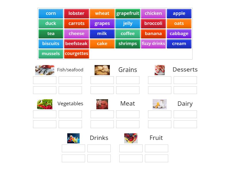 Speak Out Intermediate Unit 6 Vocabulary Food - Group sort