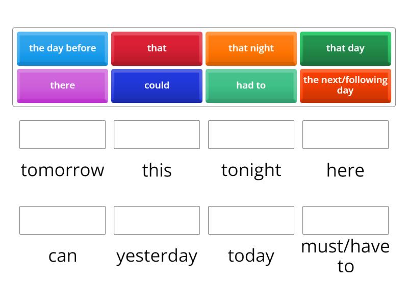 Reported speech, rule - Match up