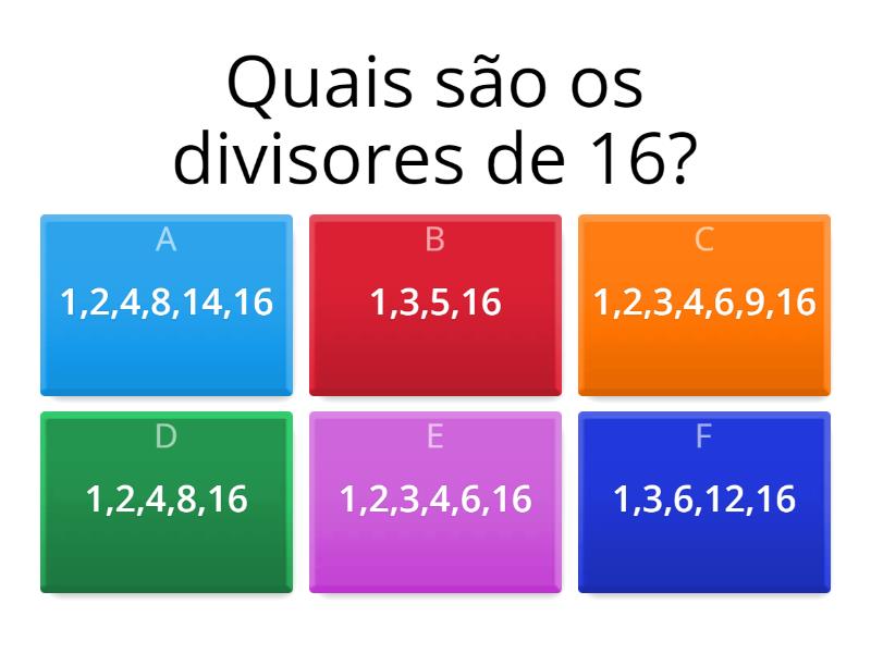 Descubra Os Divisores - Quiz