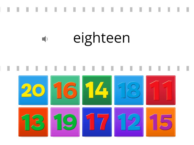 Super Minds 1 Unit 4 Numbers 11-20 Match up + audio - Find the match