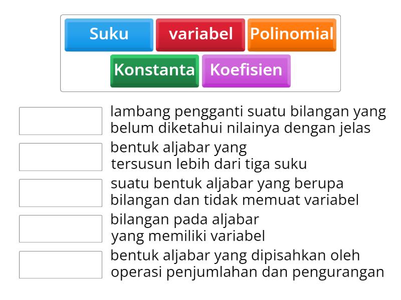 Bentuk Aljabar Dan Unsur-Unsurnya - Match Up