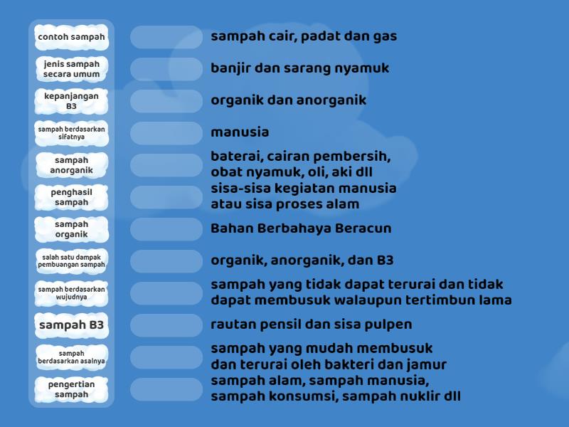 Kegiatan 1 Pengertian Sampah Dan Jenisnya - Match Up