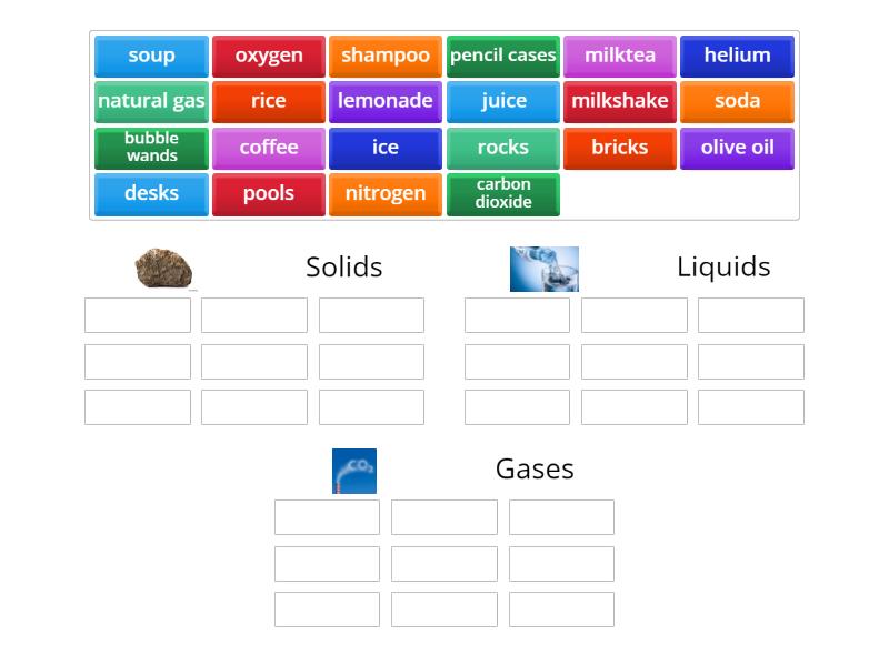 Solids Liquids Gases Group sort