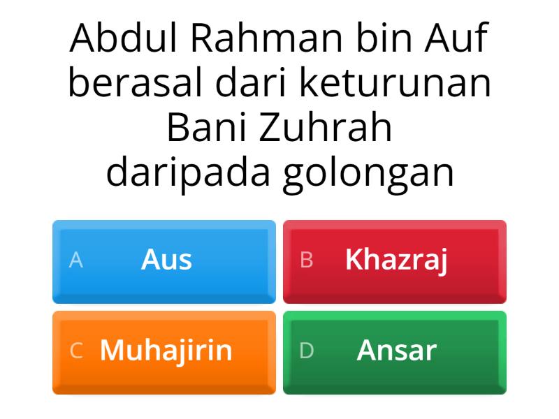 Tokoh Sahabat Tingkatan 3 Quiz