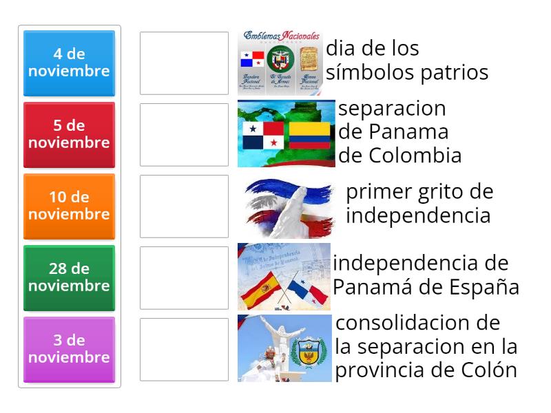 Fechas importantes de Panamá - Une las parejas