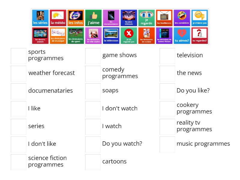 TV programme types - Match up