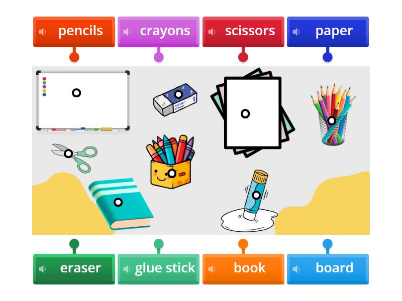 School supplies game. - Labelled diagram