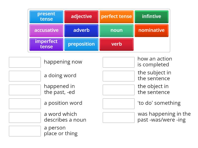 GCSE Latin Grammar key terms - Match up