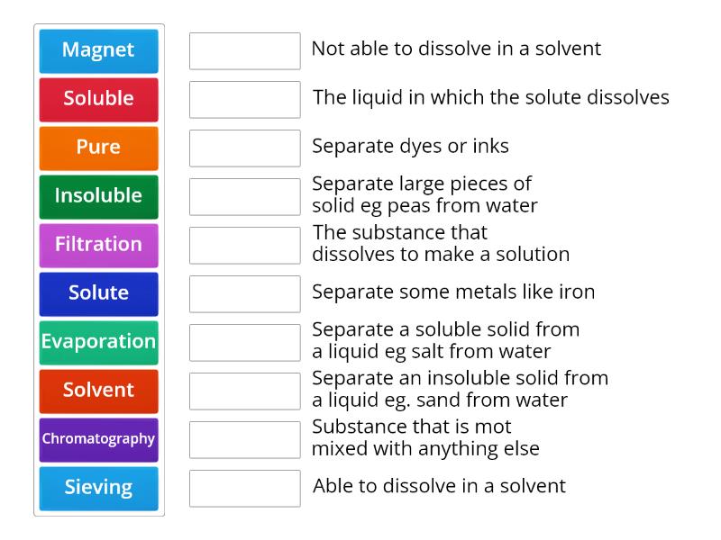 ChemA Core 2 Separating Mixtures - Match up