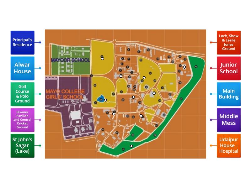 Mayo College Map - Labelled diagram